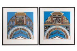 TWO COLOURED ENGRAVINGS OF THE RAPHAEL LOGGIE IN THE VATICAN