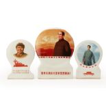 THREE MAO PROPAGANDA PORCELAIN CIRCULAR PLAQUES