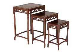 A NEST OF THREE CHINESE HARDWOOD TABLES