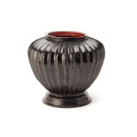 A LARGE BURMESE BLACK LACQUER WATER POT