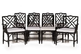 A SET OF EIGHT CHINESE FAUX BAMBOO DINING CHAIRS