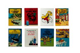 A SET OF EIGHT TINTIN COVER PLAQUES