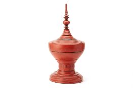 A BURMESE RED LACQUER HSUN OK OFFERING BOWL