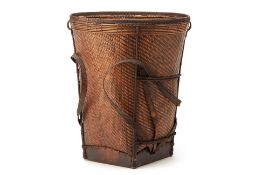 A VINTAGE LAOTIAN GRAIN STORAGE BASKET