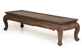 A CHINESE CARVED BLACKWOOD DAYBED