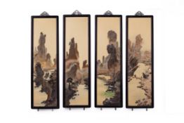 A SET OF FOUR CHINESE PAINTED PANELS