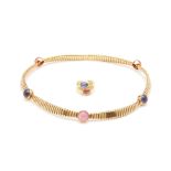 A FRATELLI PETOCHI GOLD TOURMALINE NECKLACE AND RING