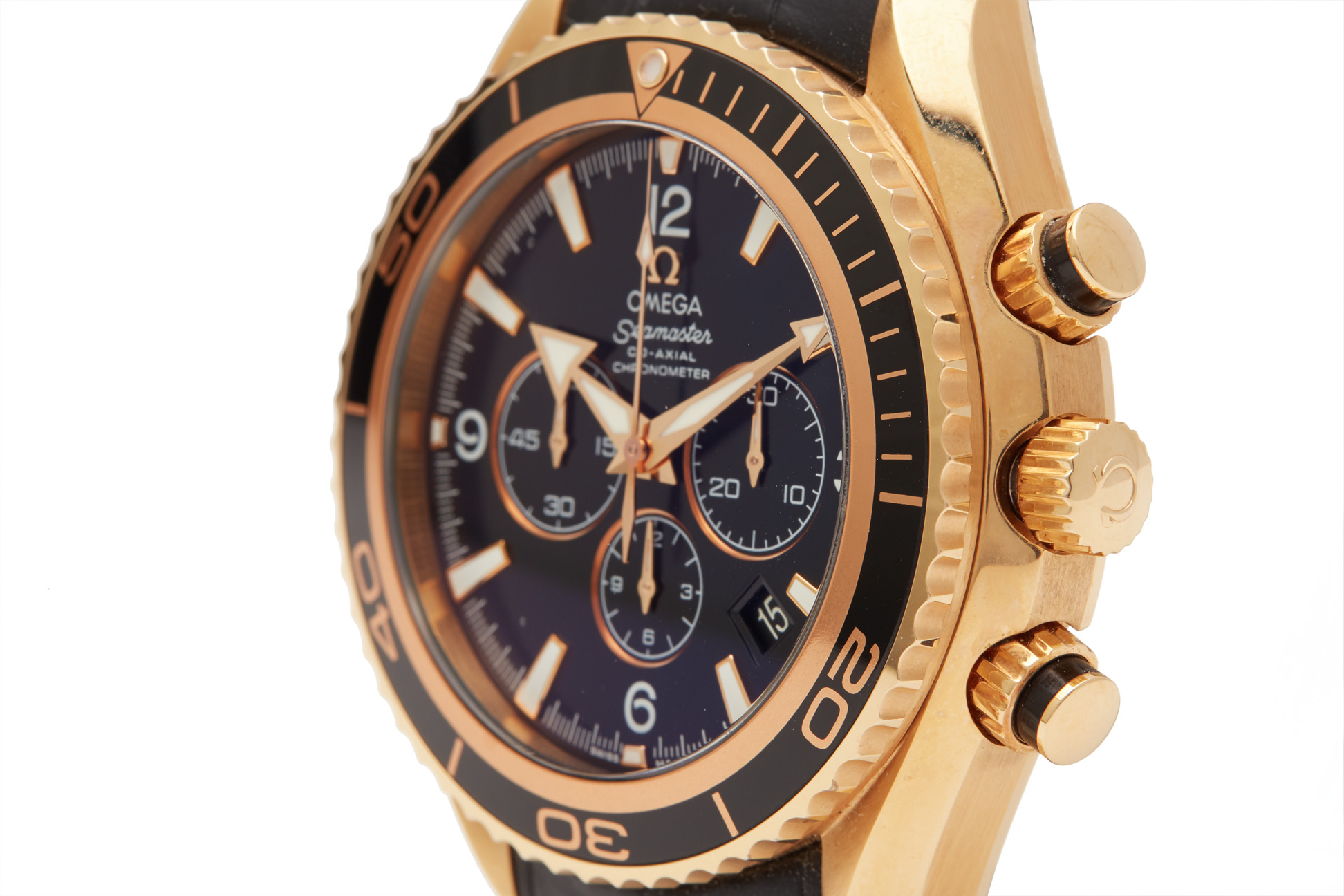 OMEGA SEAMASTER PLANET OCEAN GOLD CHRONOGRAPH WATCH - Image 3 of 7