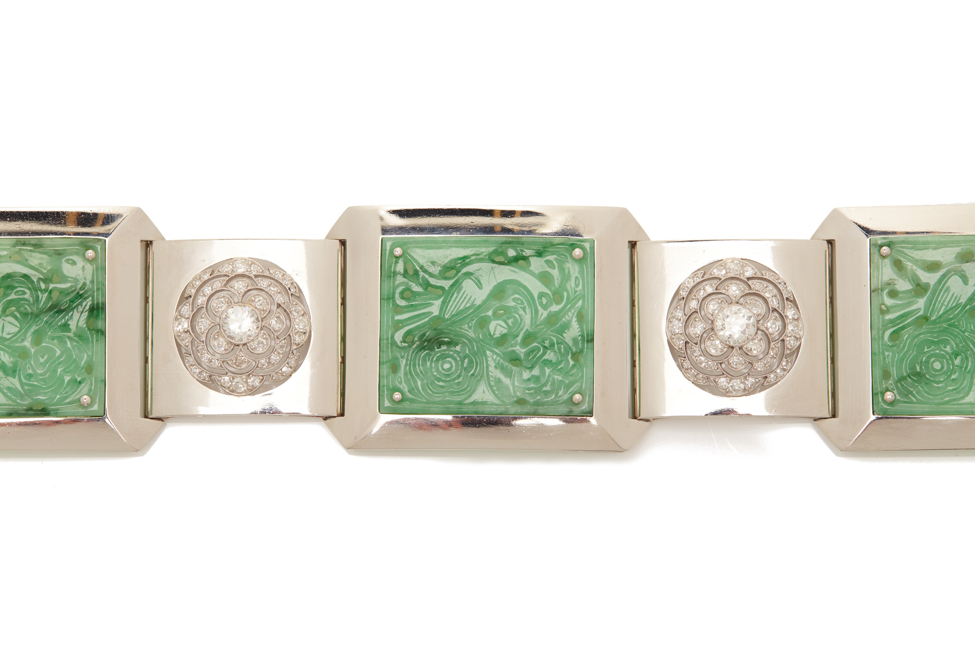 A JADE AND DIAMOND PANEL BRACELET - Image 4 of 6