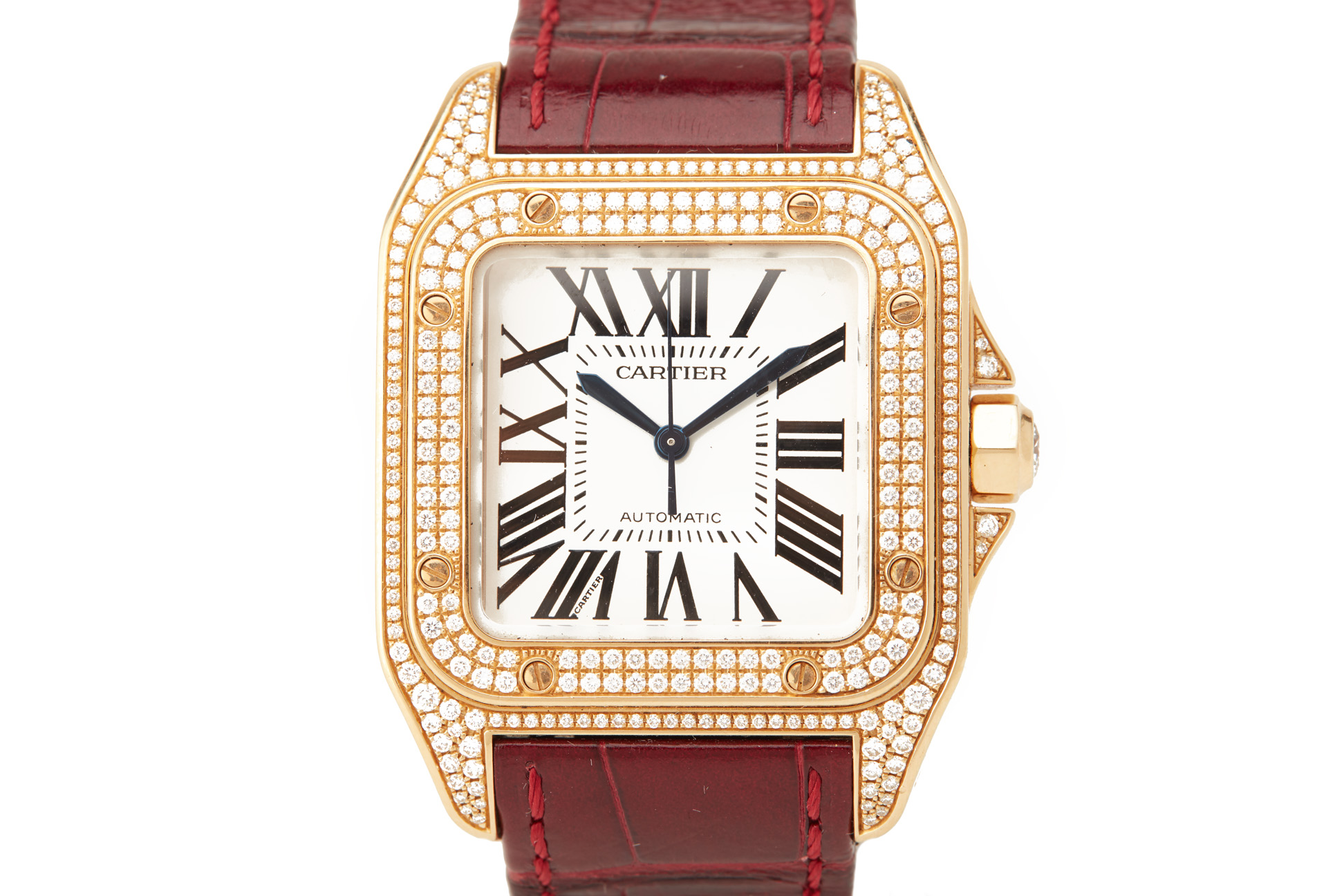 CARTIER GOLD AND DIAMOND SANTOS 100 AUTOMATIC WRISTWATCH - Image 2 of 9