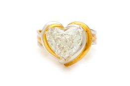 A 5.24 CARAT HEART-SHAPED DIAMOND SINGLE STONE RING