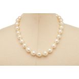 A SINGLE STRAND CULTURED PEARL NECKLACE