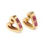 A PAIR OF RUBY AND DIAMOND REVERSIBLE EARRINGS