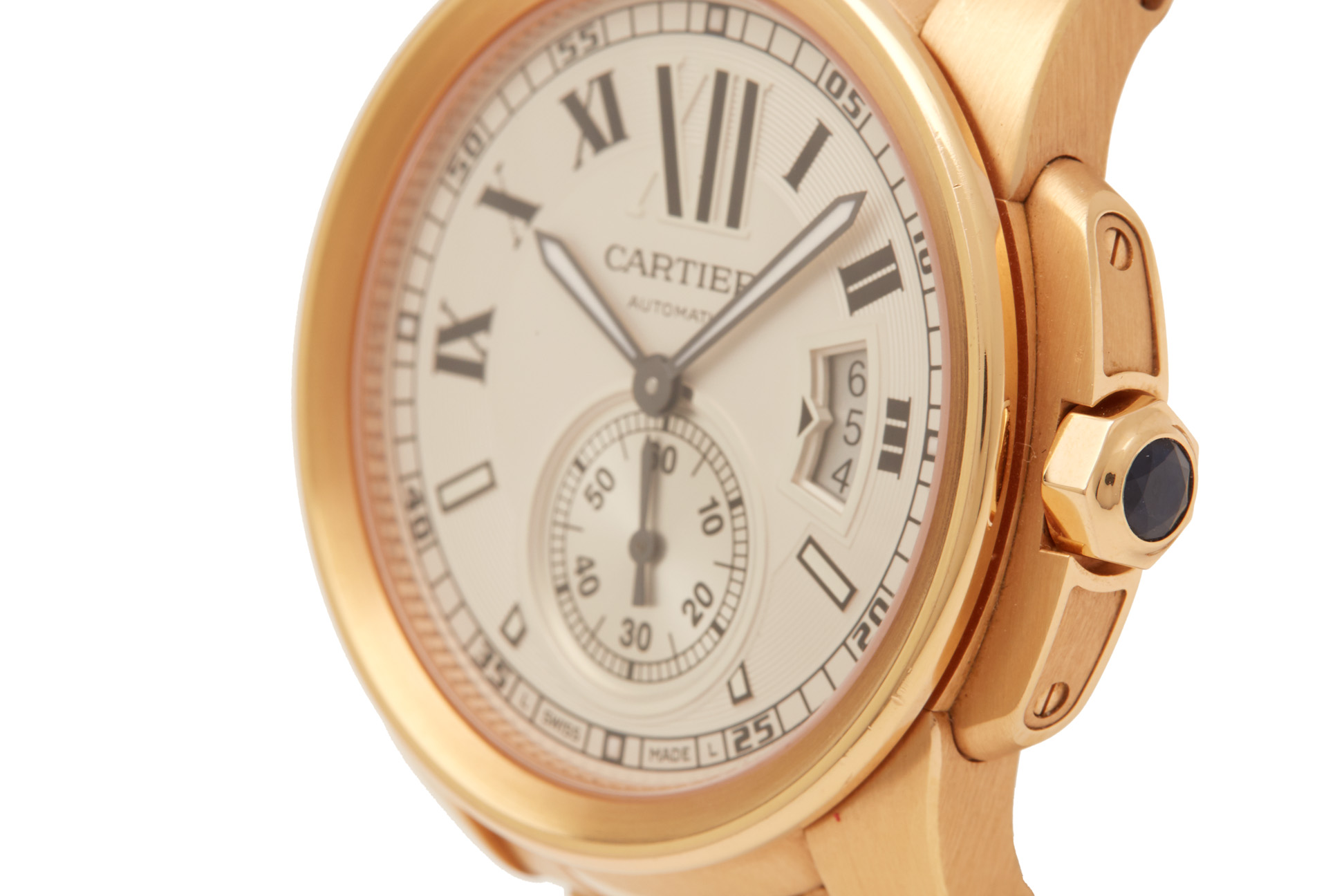 CARTIER CALIBRE DE CARTIER AUTOMATIC GOLD BRACELET WATCH - Image 2 of 7