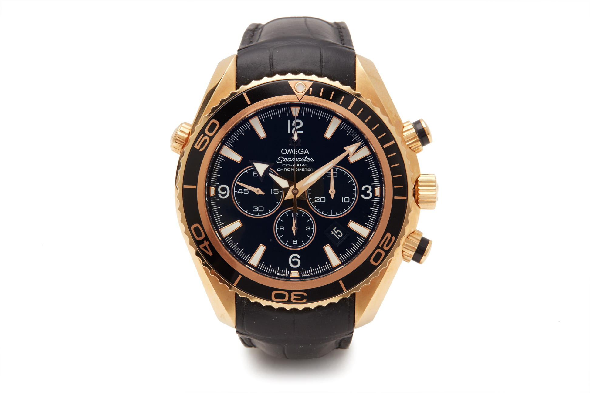 OMEGA SEAMASTER PLANET OCEAN GOLD CHRONOGRAPH WATCH