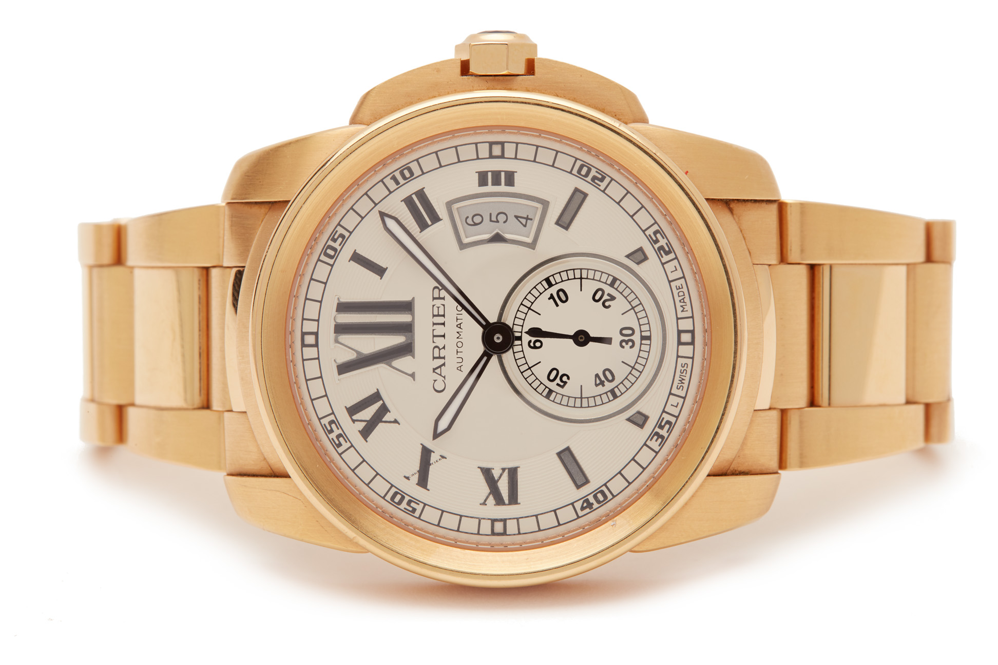 CARTIER CALIBRE DE CARTIER AUTOMATIC GOLD BRACELET WATCH - Image 7 of 7