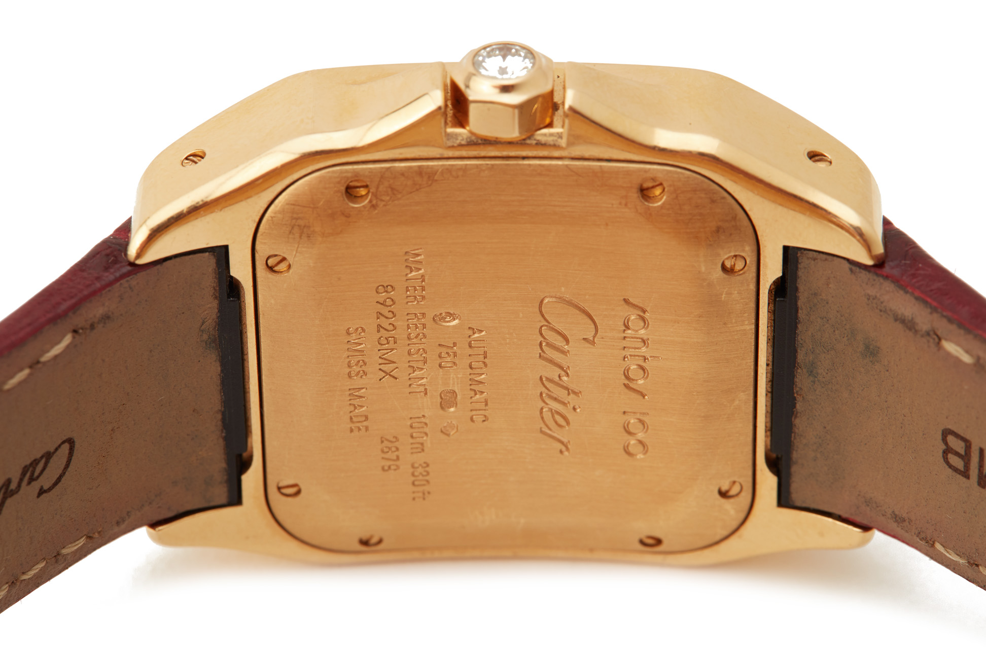 CARTIER GOLD AND DIAMOND SANTOS 100 AUTOMATIC WRISTWATCH - Image 7 of 9