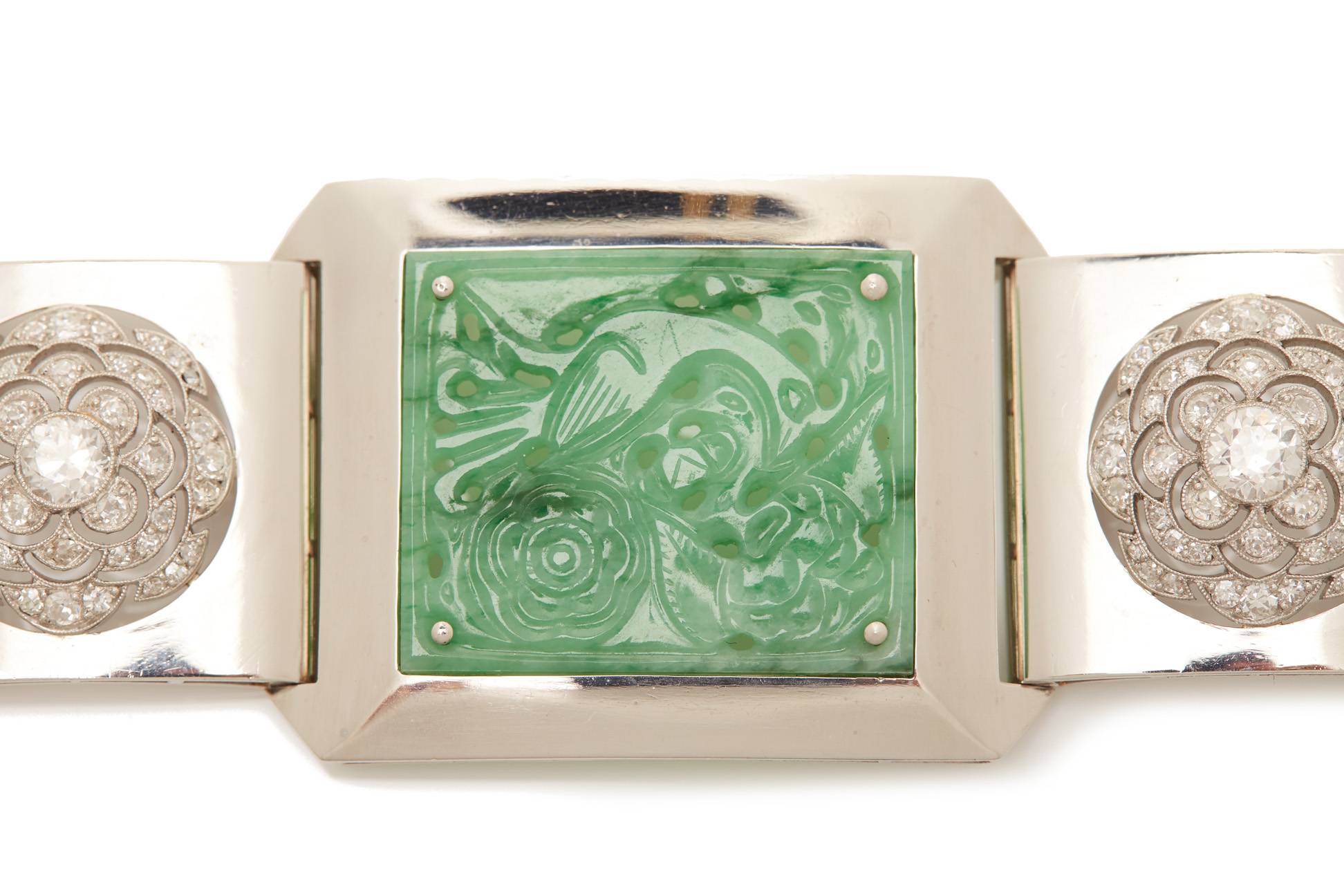 A JADE AND DIAMOND PANEL BRACELET - Image 2 of 6