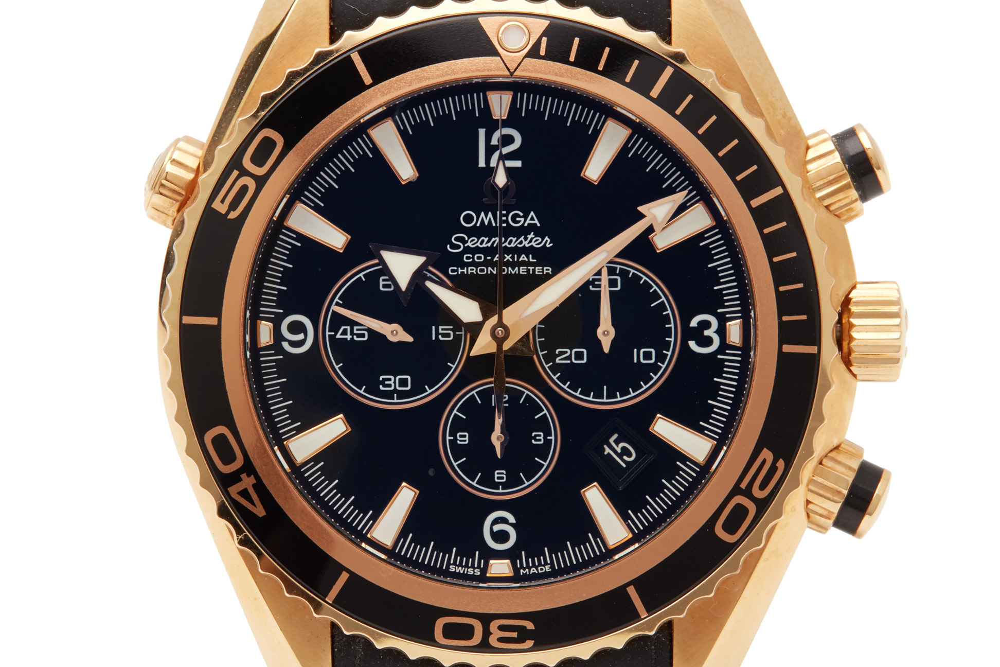 OMEGA SEAMASTER PLANET OCEAN GOLD CHRONOGRAPH WATCH - Image 2 of 7