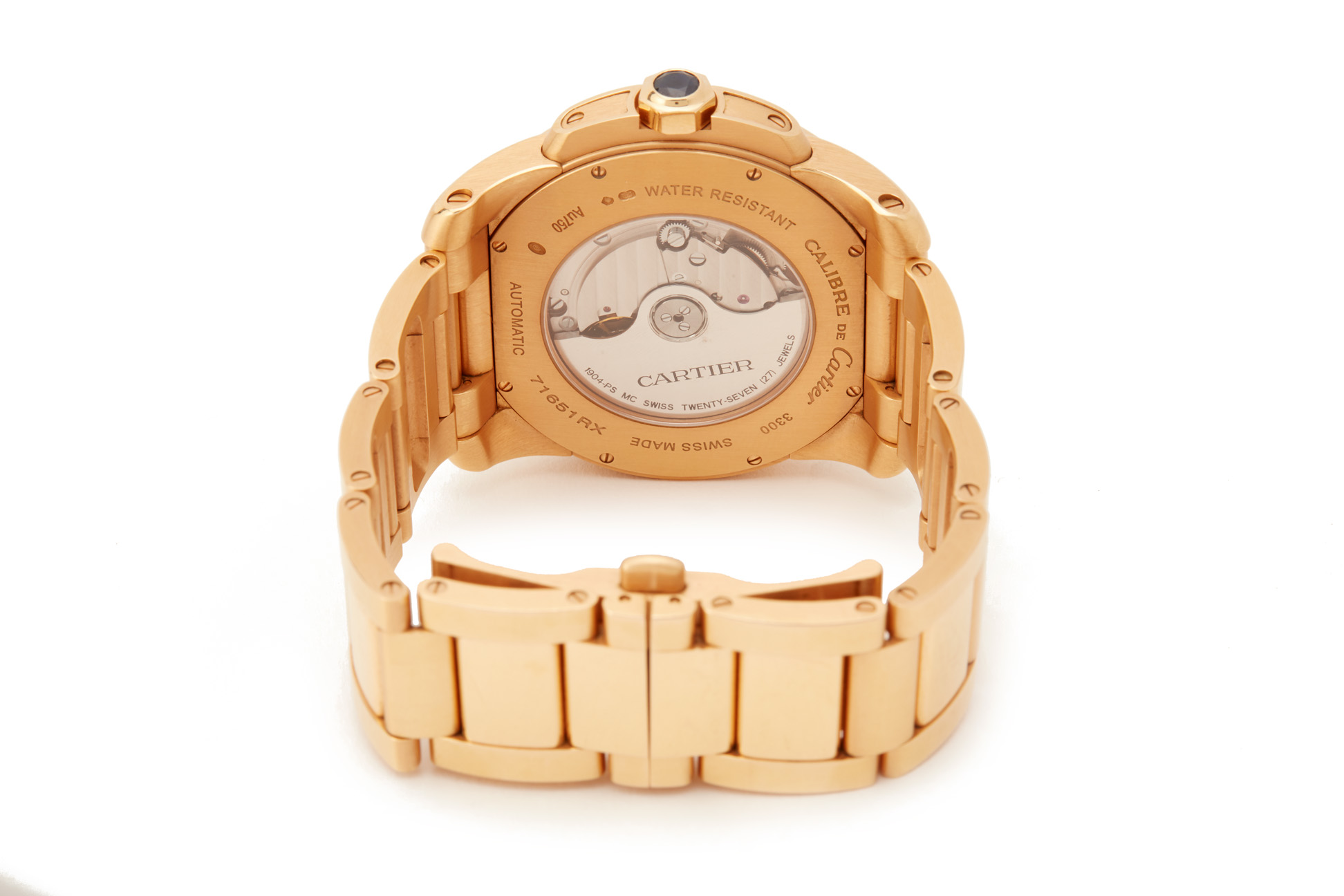 CARTIER CALIBRE DE CARTIER AUTOMATIC GOLD BRACELET WATCH - Image 3 of 7