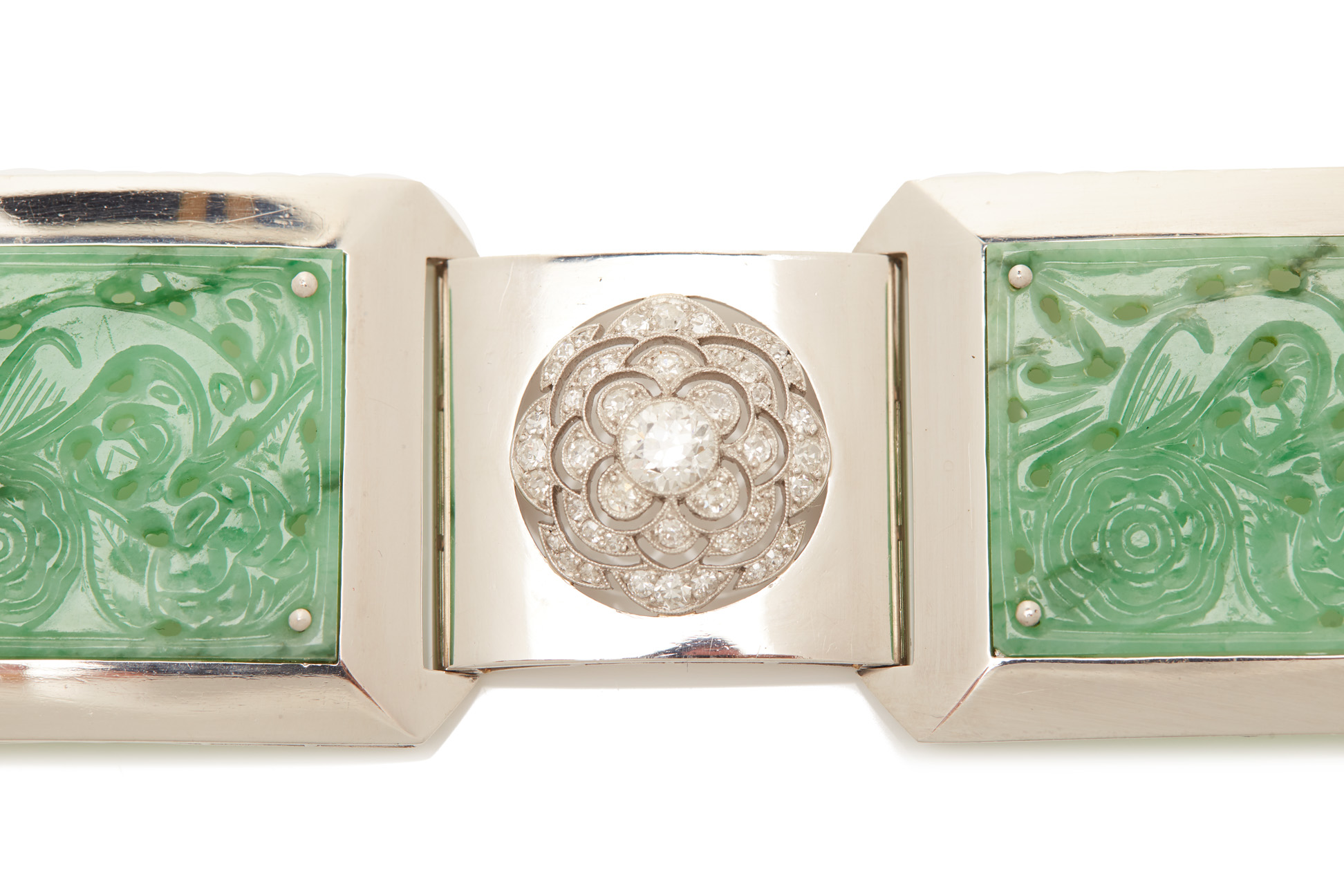 A JADE AND DIAMOND PANEL BRACELET - Image 3 of 6