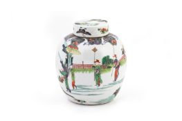 A FAMILLE VERTE OVOID JAR AND COVER