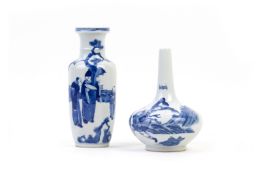 TWO CHINESE BLUE AND WHITE PORCELAIN VASES