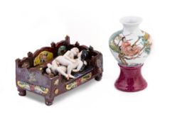 TWO CHINESE EROTICA PORCELAIN WARES