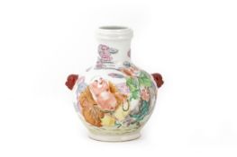 A CHINESE TWIN HANDLED VASE.