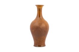 A CHINESE MOTTLED BROWN GLAZED BALUSTER VASE