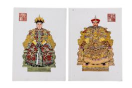 A PAIR OF 'CHINESE ANCESTORS' PORCELAIN PLAQUES