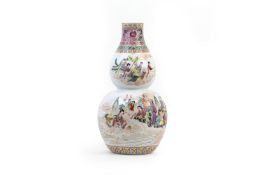 A CHINESE FAMILLE ROSE DOUBLE GOURD OR 'HULUPING' VASE