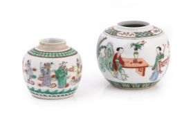 TWO CHINESE PORCELAIN FAMILLE VERTE JARS