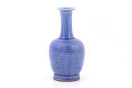 A BLUE GLAZED BOTTLE VASE