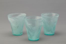 THREE SIMILAR STUDIO GLASS VASES