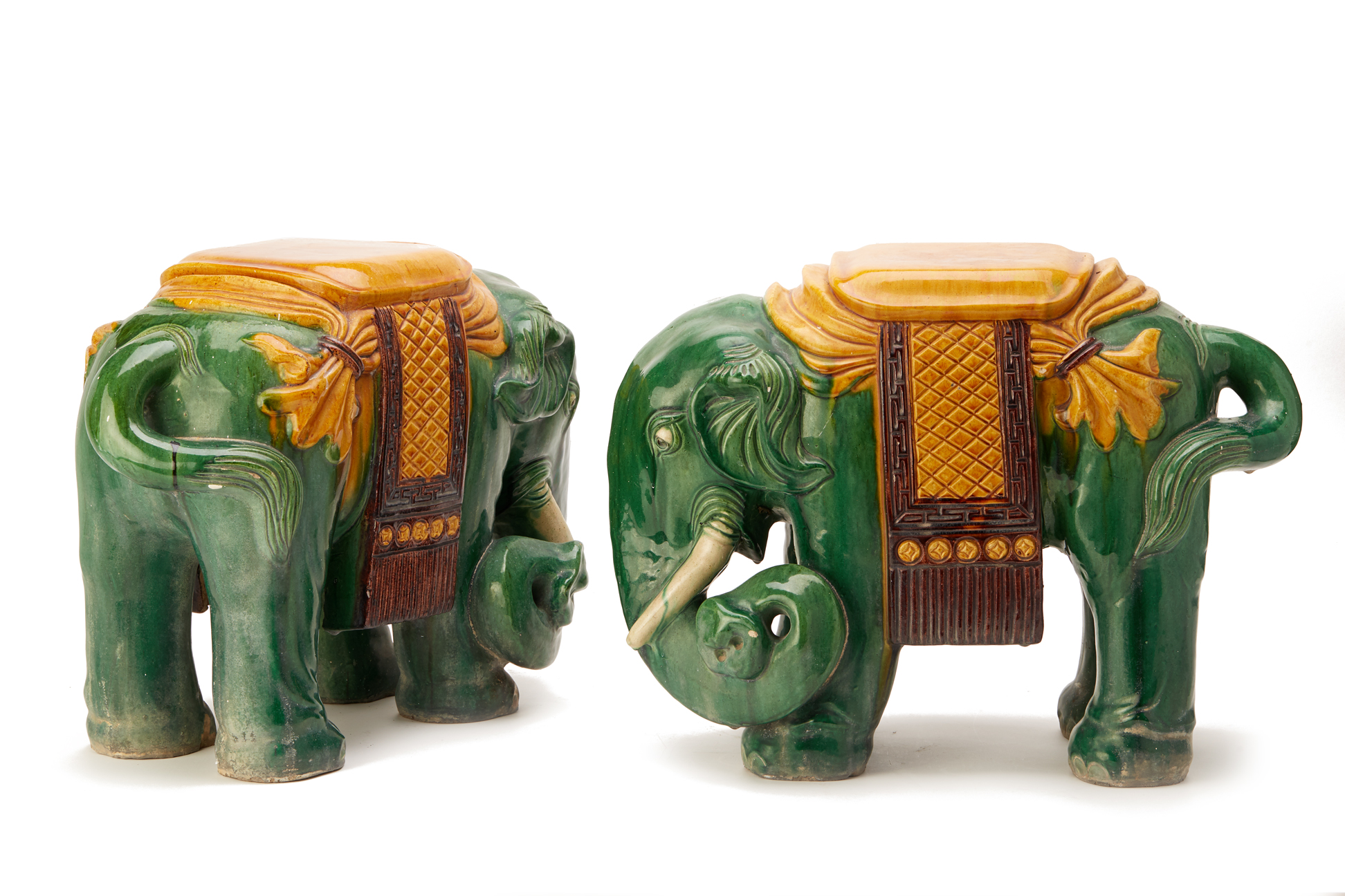 A PAIR OF CERAMIC ELEPHANT STOOLS - Image 2 of 3