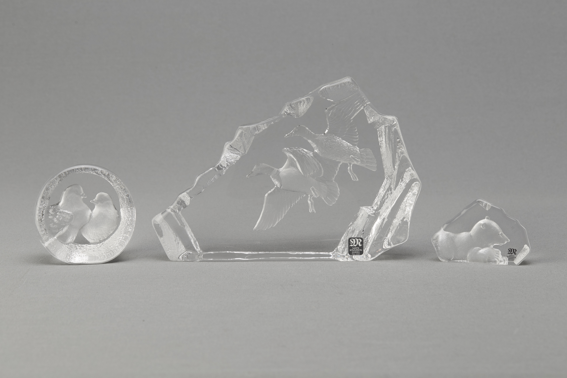 THREE MATS JOHANSSON GLASS SCULPTURES