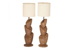 A PAIR OF SHAGREEN TABLE LAMPS