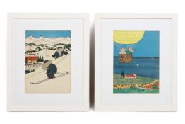 A PAIR OF FRAMED BABAR THE ELEPHANT LITHOGRAPHS