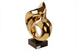 A POLISHED BRASS ABSTRACT SCULPTURE