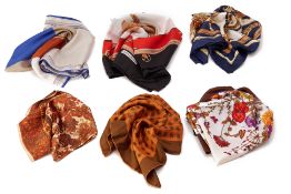 A GROUP OF SILK HANDKERCHIEF & SCARVES