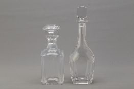 A BACCARAT SQUARE SECTION DECANTER, AND ONE OTHER