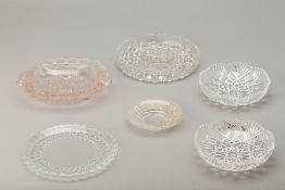 A GROUP OF SIX GLASS DISHES