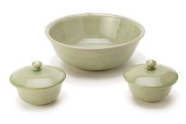 THREE CELADON DISHES