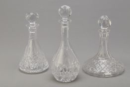 TWO WATERFORD CRYSTAL AND A TYRONE CRYSTAL DECANTER