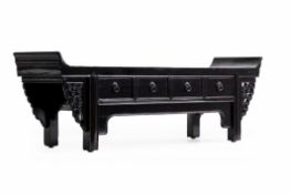 A SMALL DARK ANTIQUE CHINESE ALTAR TABLE