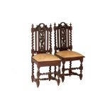 A PAIR OF LATE VICTORIAN OAK SIDE CHAIRS