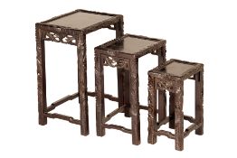 A NEST OF THREE CHINESE HARDWOOD TABLES