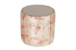A DISTRESSED SILVER COWHIDE & MIRROR SIDE TABLE