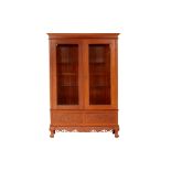 A PERANAKAN TEAK GLAZED DISPLAY CABINET